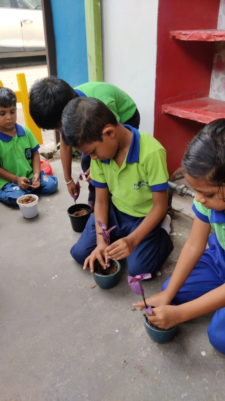 Children learning through gardening